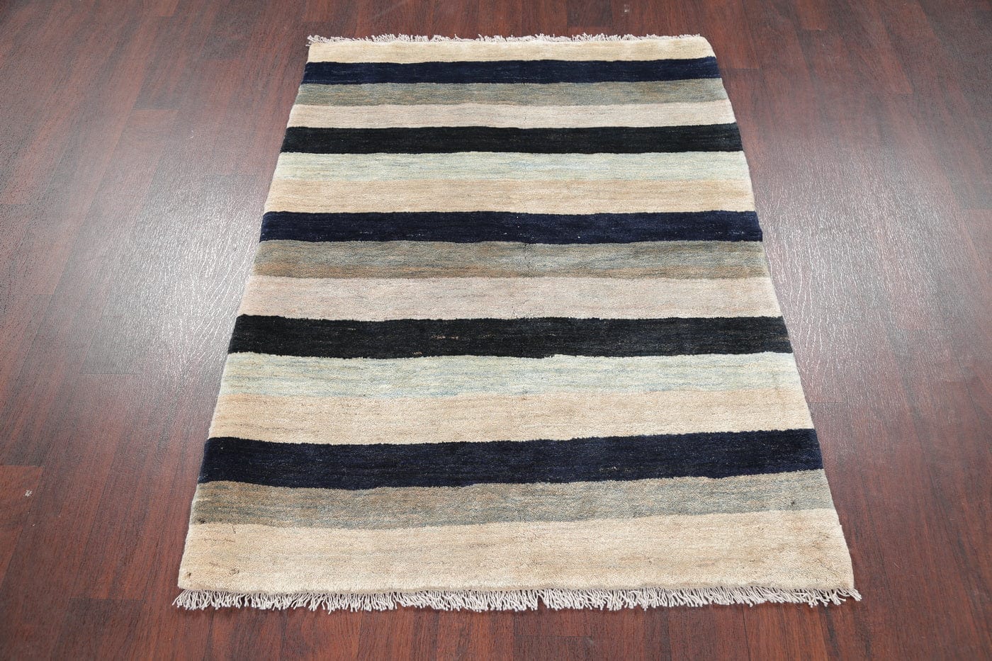 Stripe Gabbeh Zollanvari Persian Modern Hand-Knotted Rug Wool 4x5