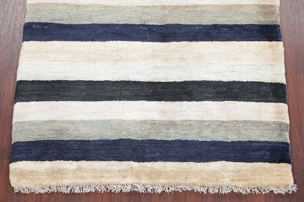 Stripe Gabbeh Zollanvari Persian Modern Hand-Knotted Rug Wool 4x5