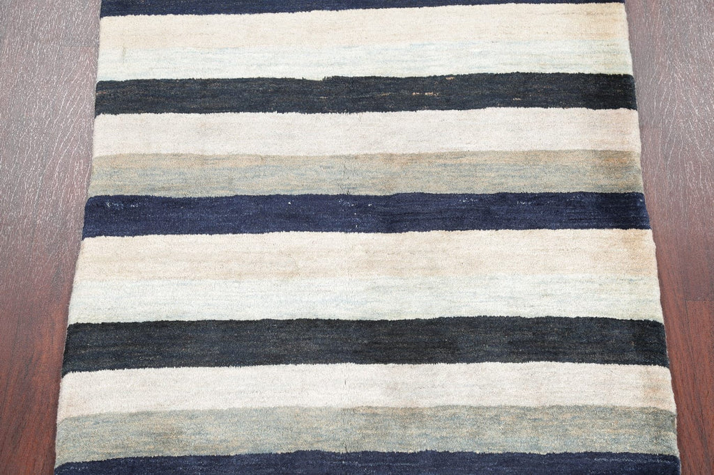 Stripe Gabbeh Zollanvari Persian Modern Hand-Knotted Rug Wool 4x5