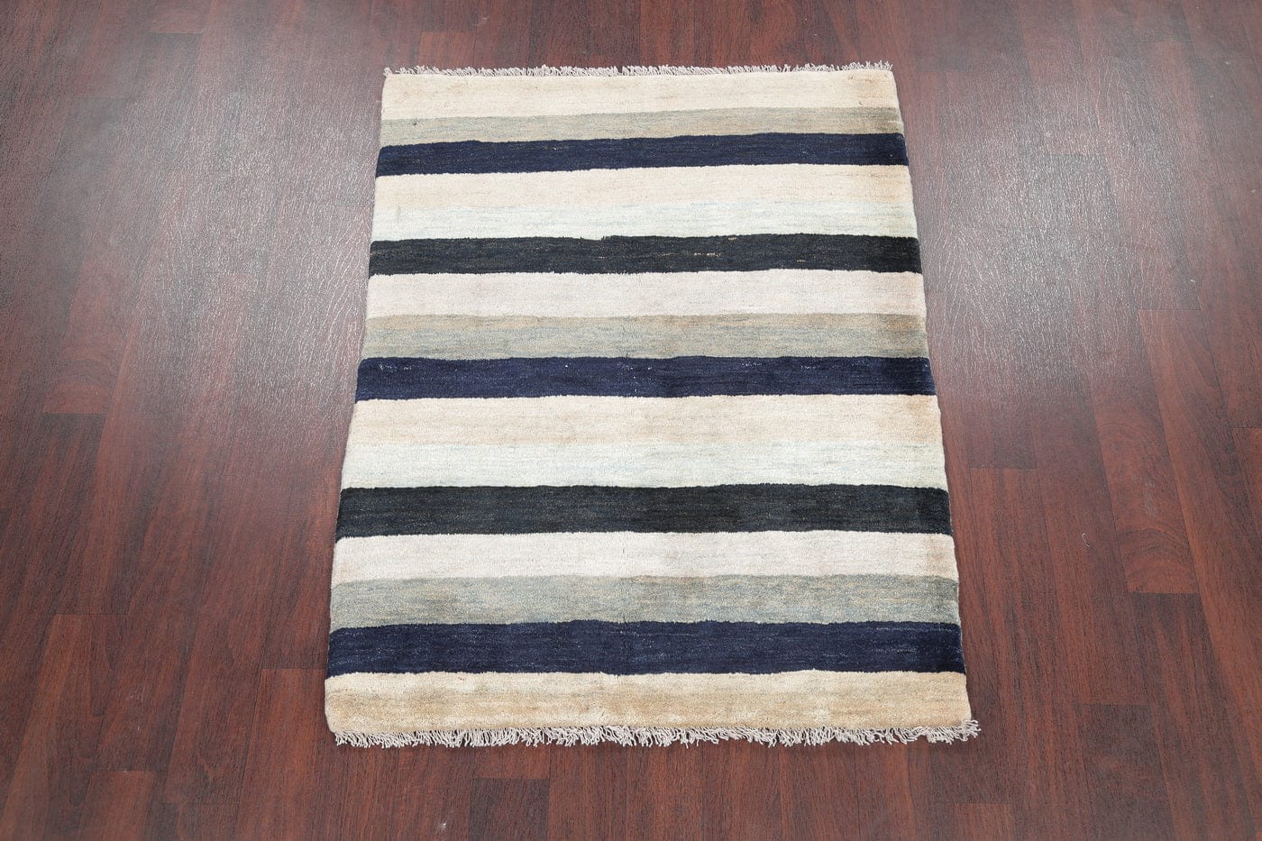 Stripe Gabbeh Zollanvari Persian Modern Hand-Knotted Rug Wool 4x5