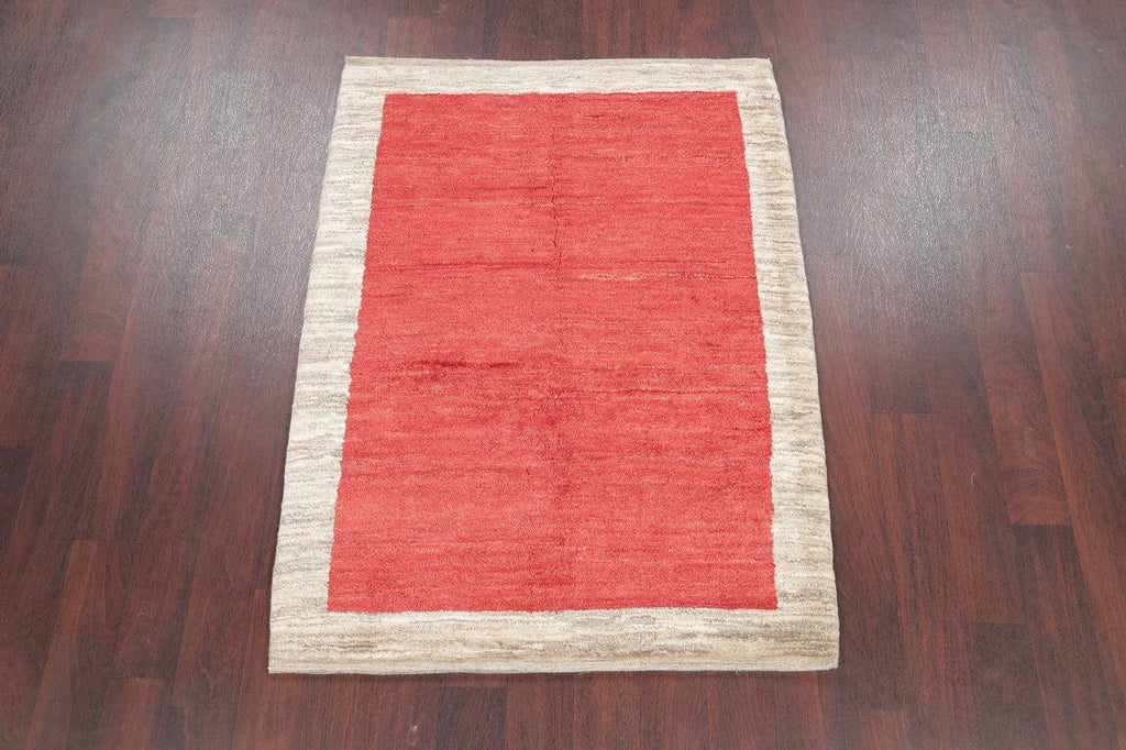 Hand-Knotted Contemporary Gabbeh Zollanvari Persian Area Rug Wool 4x5