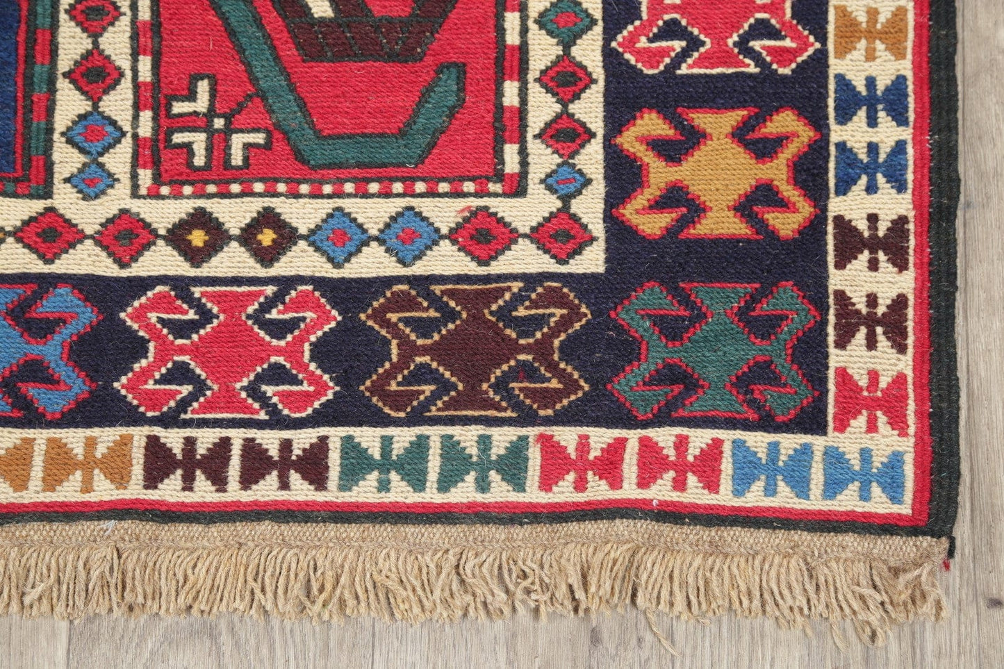 Hand-Woven Geometric Sumak Kilim Persian Area Rug 7x10