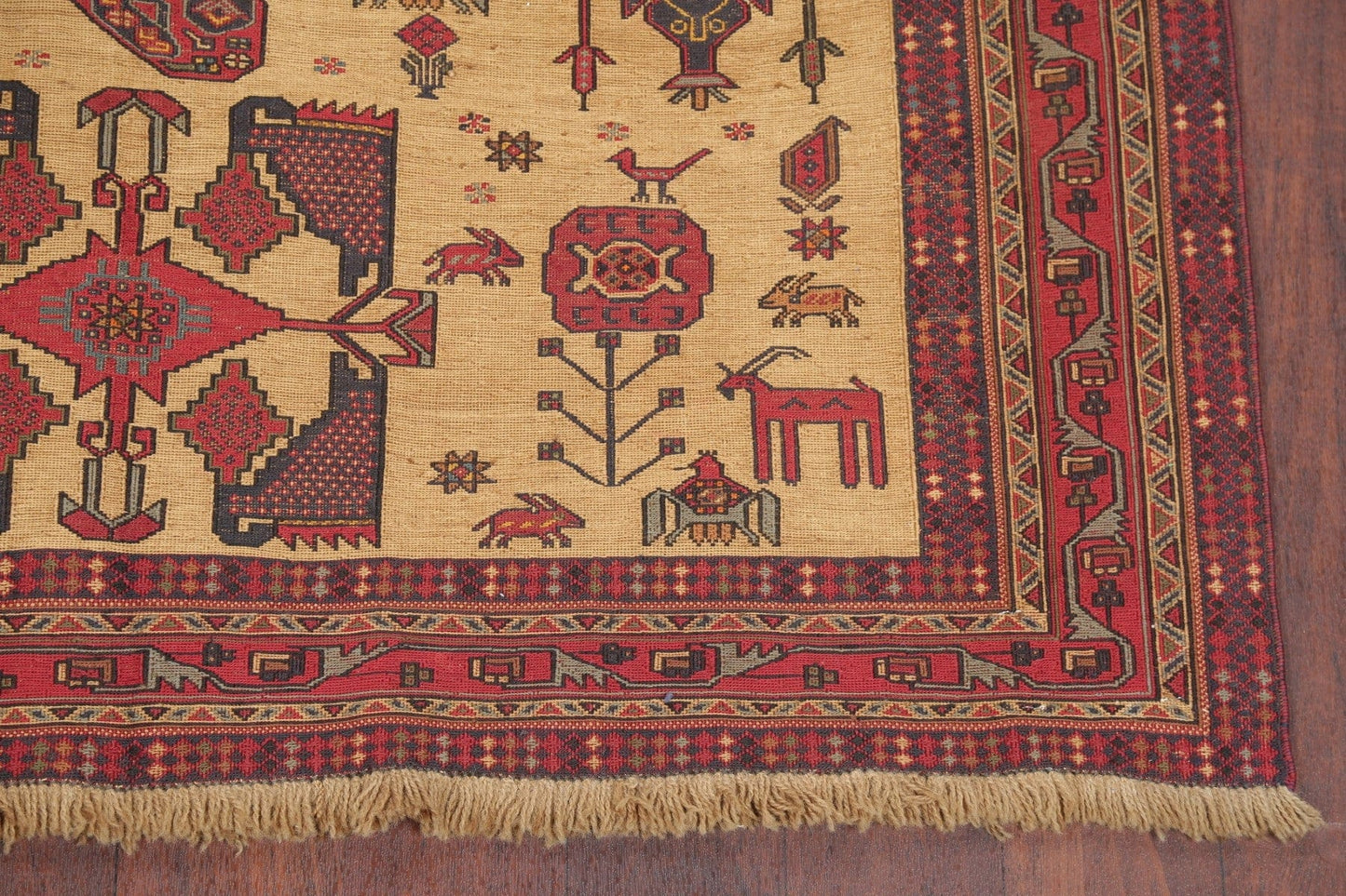 Tribal Sumak Kilim Shiraz Persian Wool Rug 4x6