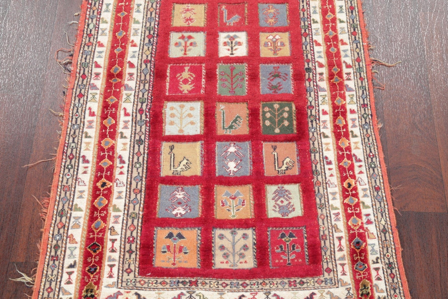 Hand-Woven Red Tribal Kilim Shiraz Persian Rug Wool 3x4