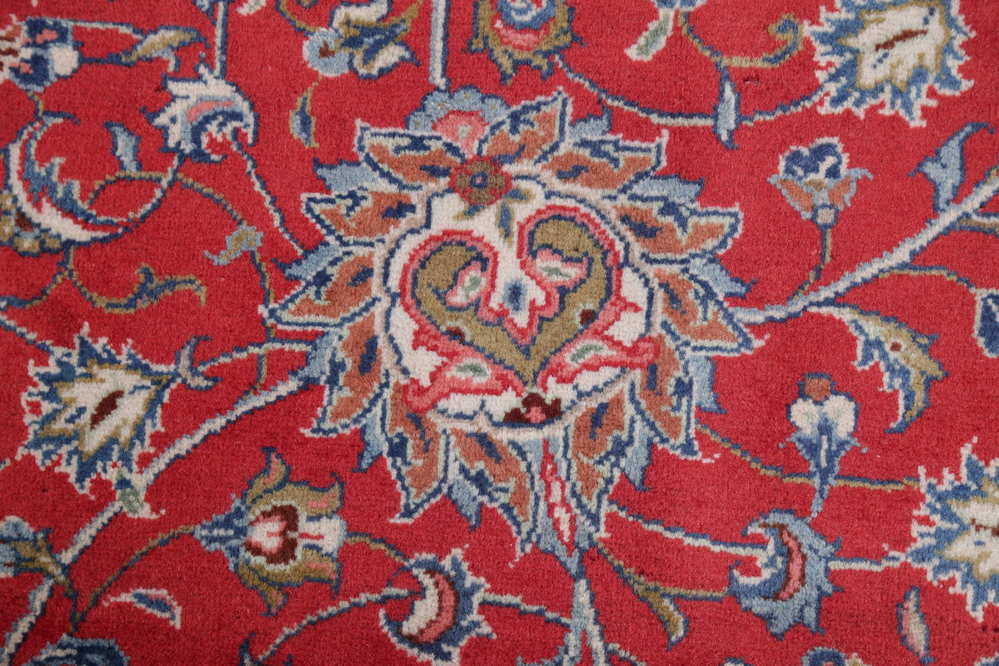 Floral Red Sarouk Persian Hand-Knotted Area Rug Wool 9x13