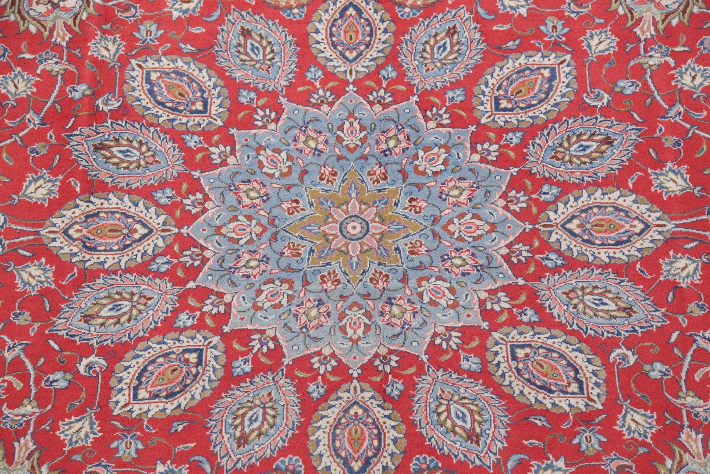 Floral Red Sarouk Persian Hand-Knotted Area Rug Wool 9x13