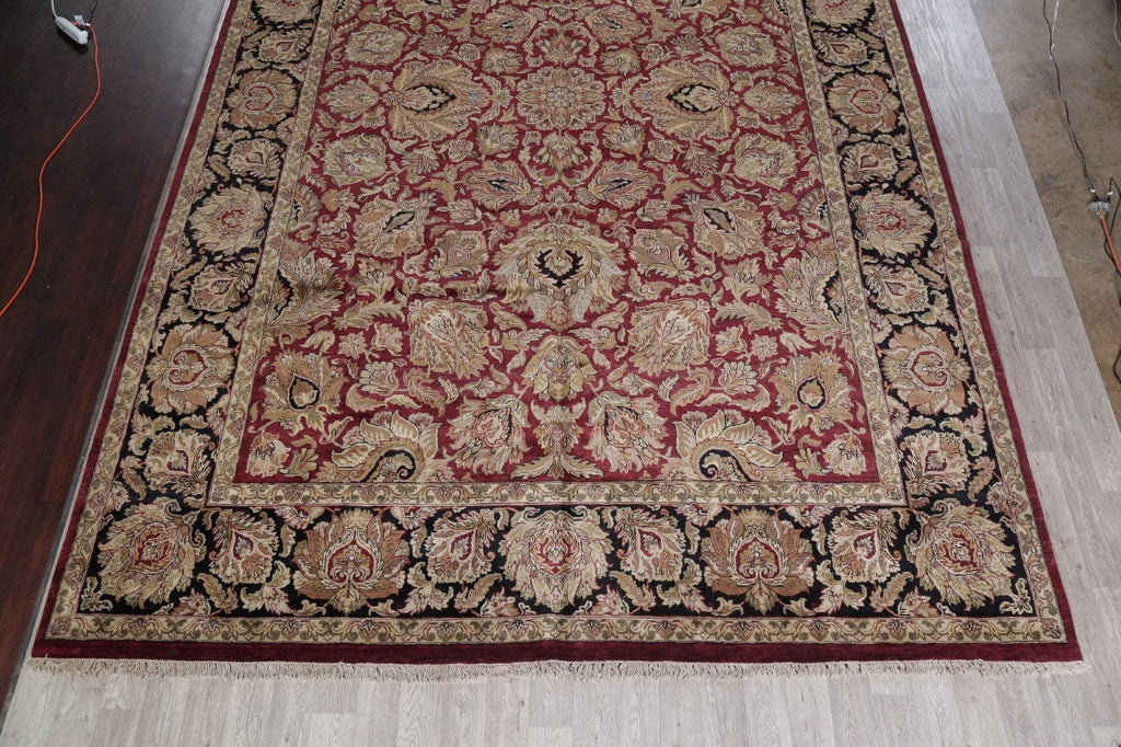 Mansion Floral Burgundy Agra Oriental Hand-Knotted Rug Wool 12x18