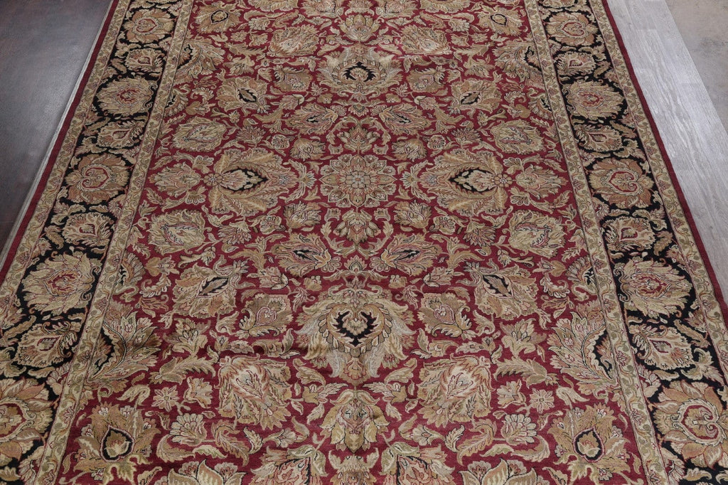 Mansion Floral Burgundy Agra Oriental Hand-Knotted Rug Wool 12x18