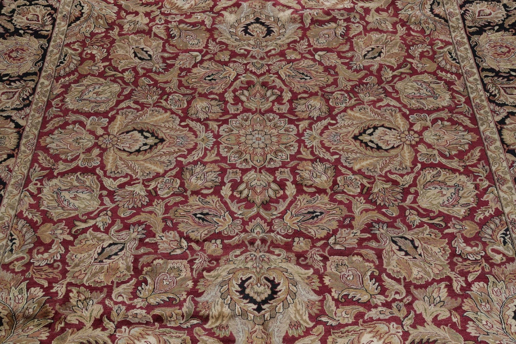 Mansion Floral Burgundy Agra Oriental Hand-Knotted Rug Wool 12x18