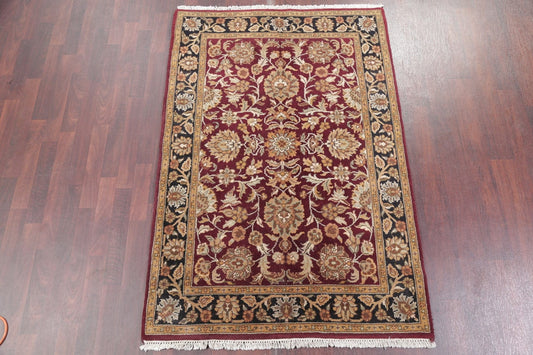 Floral Red Agra Indian Oriental Hand-Knotted Area Rug Wool 4x6