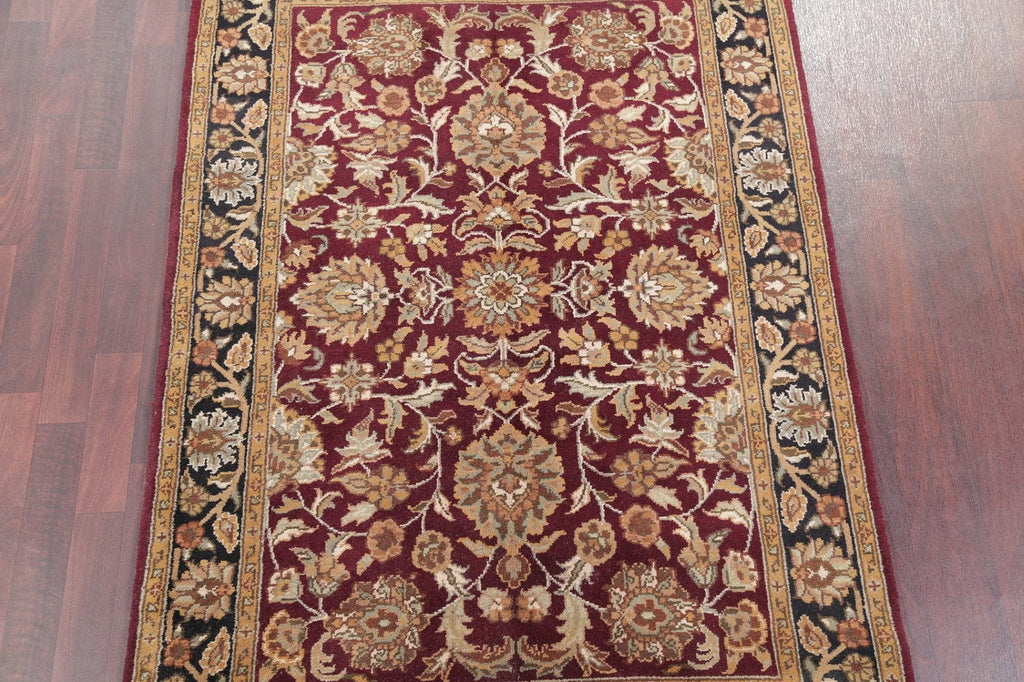 Floral Red Agra Indian Oriental Hand-Knotted Area Rug Wool 4x6