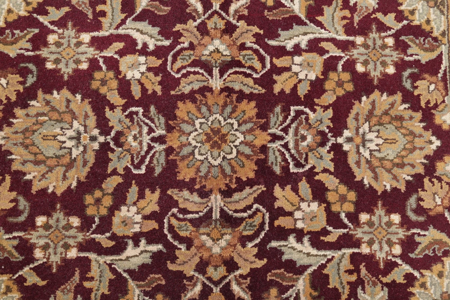 Floral Red Agra Indian Oriental Hand-Knotted Area Rug Wool 4x6