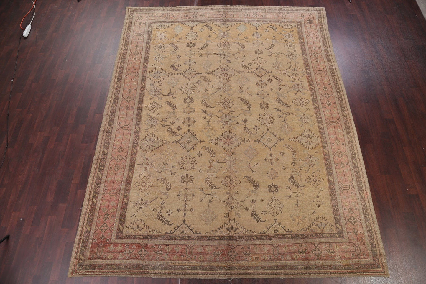 Pre-1900 Antique Muted Color Oushak Turkish Area Rug 10x13