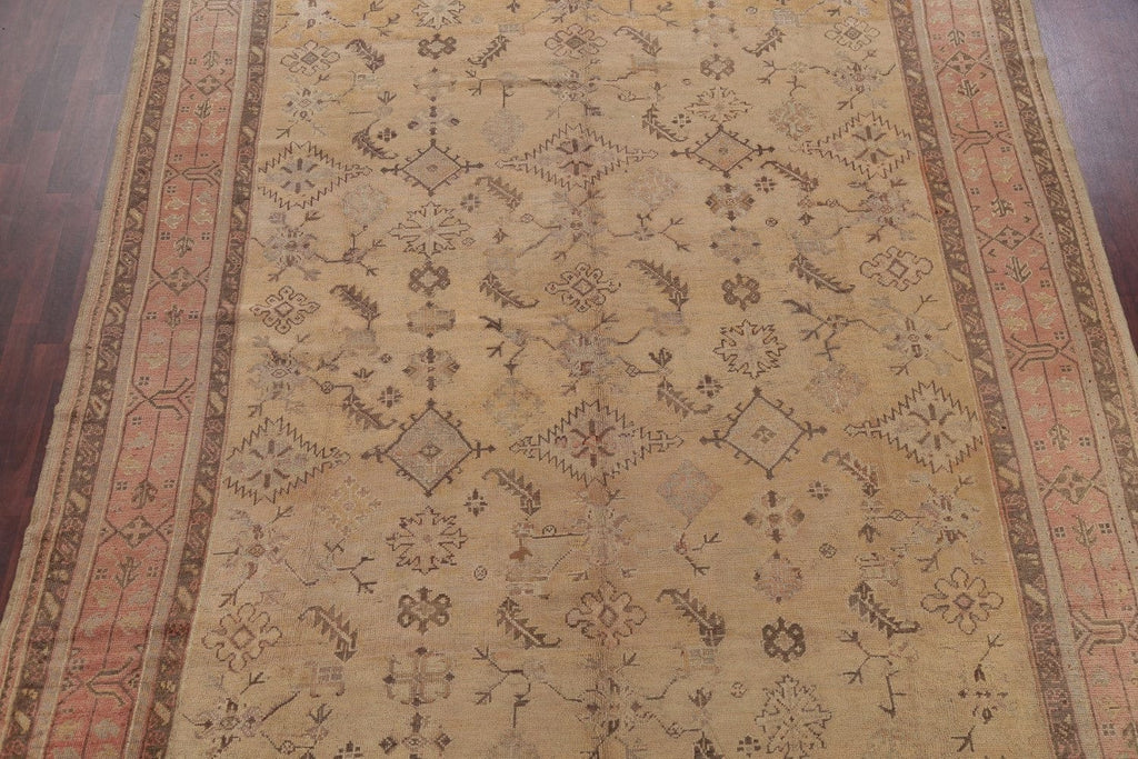 Pre-1900 Antique Muted Color Oushak Turkish Area Rug 10x13