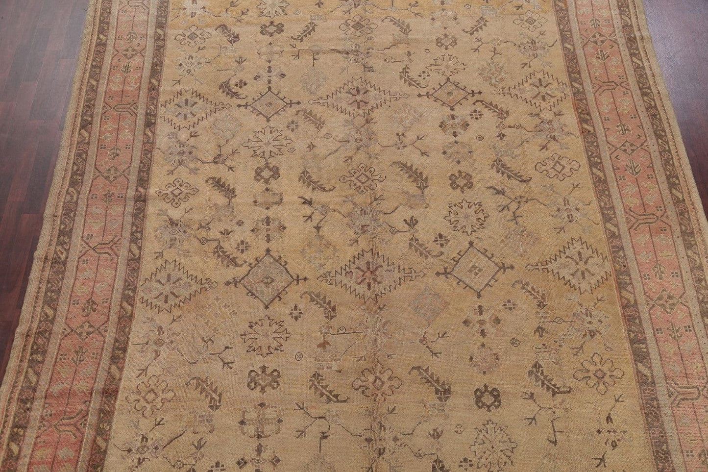 Pre-1900 Antique Muted Color Oushak Turkish Area Rug 10x13