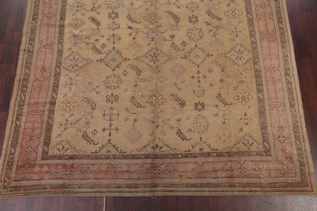 Pre-1900 Antique Muted Color Oushak Turkish Area Rug 10x13