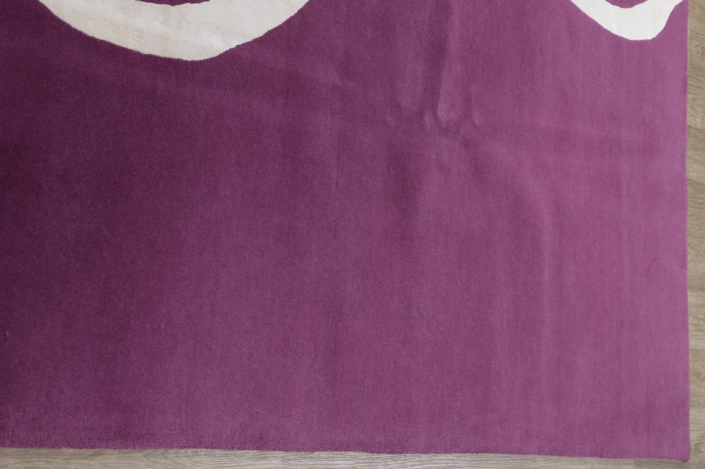 Wool/Silk Modern Purple Nepal Hand-Knotted Area Rug 8x10