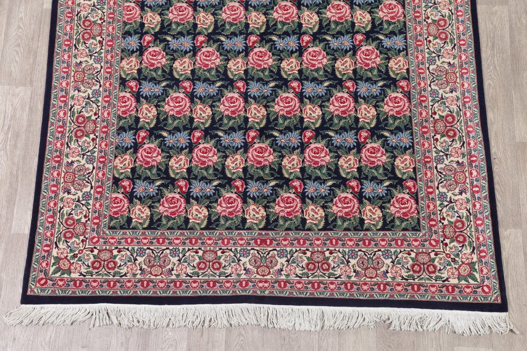 Transitional Black Kashan Oriental Hand-Knotted Area Rug Wool 6x9