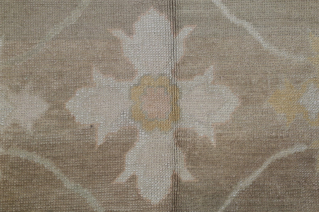 Vegetable Dye Muted Brown Oushak Turkish Hand-Knotted Area Rug 12X15