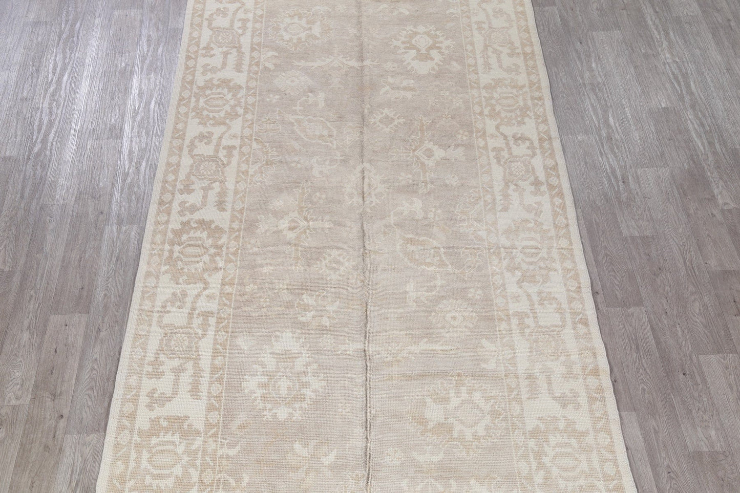 Vegetable Dye Muted Oushak Turkish Hand-Knotted Runner Rug 6x17