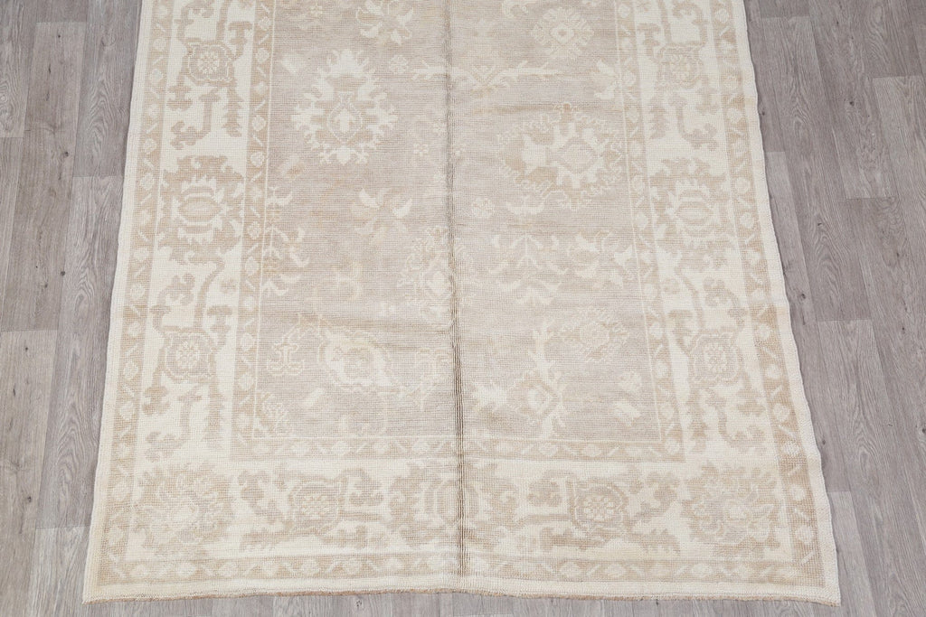 Vegetable Dye Muted Oushak Turkish Hand-Knotted Runner Rug 6x17