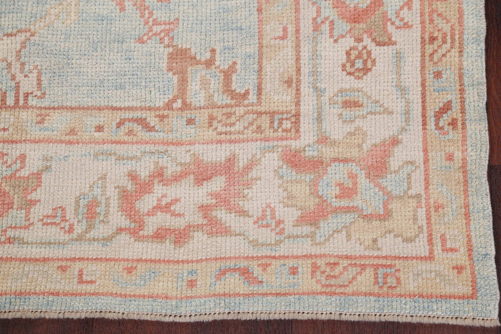 Vegetable Dye Muted Blue Oushak Turkish Hand-Knotted Area Rug 4x7