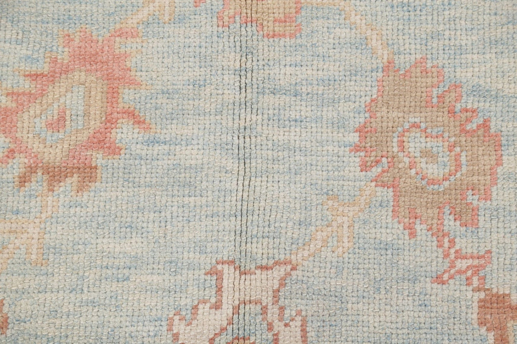 Vegetable Dye Muted Blue Oushak Turkish Hand-Knotted Area Rug 4x7
