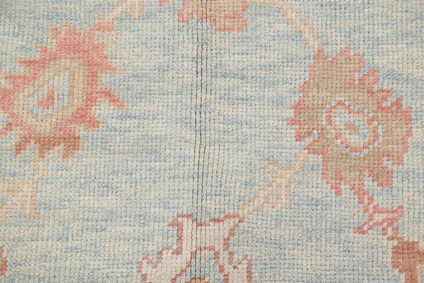 Vegetable Dye Muted Blue Oushak Turkish Hand-Knotted Area Rug 4x7