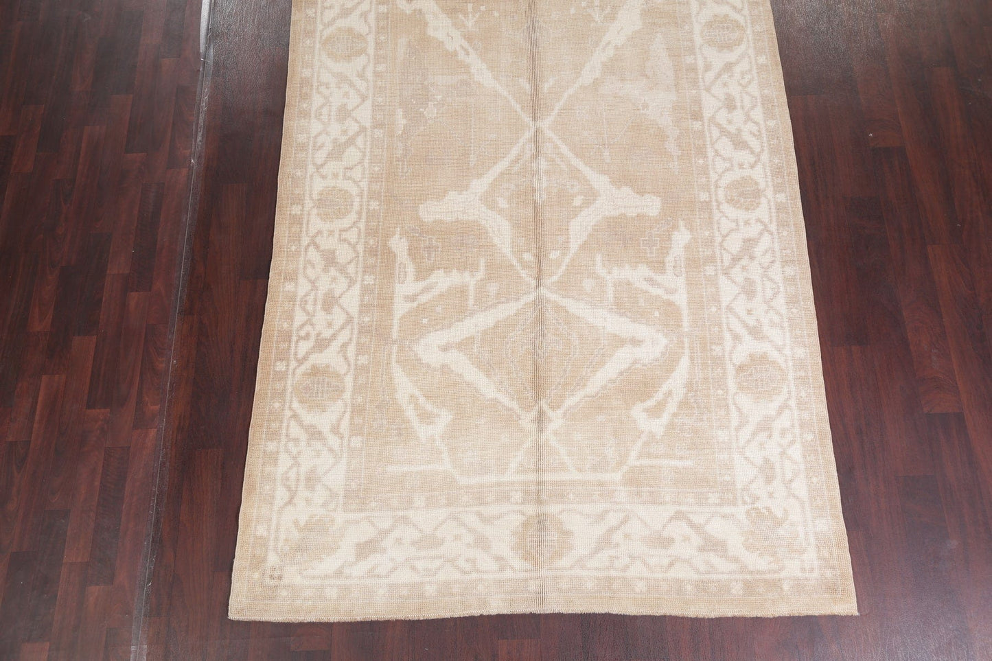 Vegetable Dye Muted Beige Oushak Turkish Runner Rug 6x16