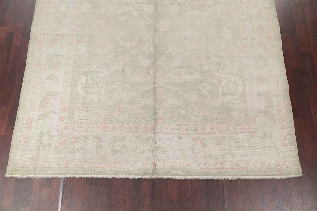 Vegetable Dye Muted Sage Green Oushak Turkish Area Rug 9x11