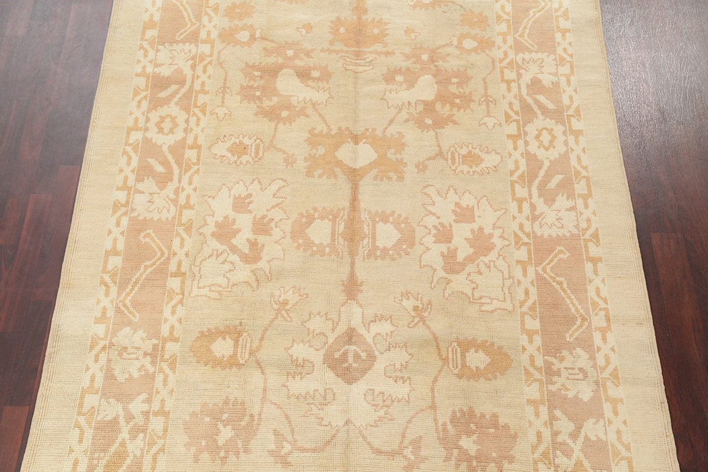 Vegetable Dye Muted Gold Oushak Turkish Hand-Knotted 7x11 Wool Area Rug