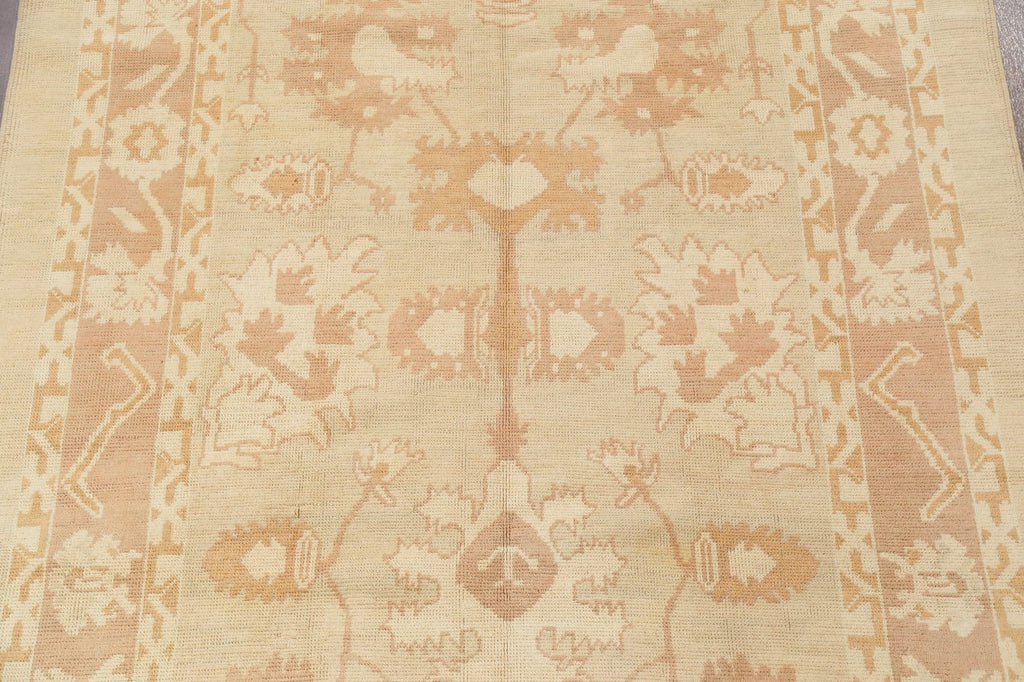 Vegetable Dye Muted Gold Oushak Turkish Hand-Knotted 7x11 Wool Area Rug