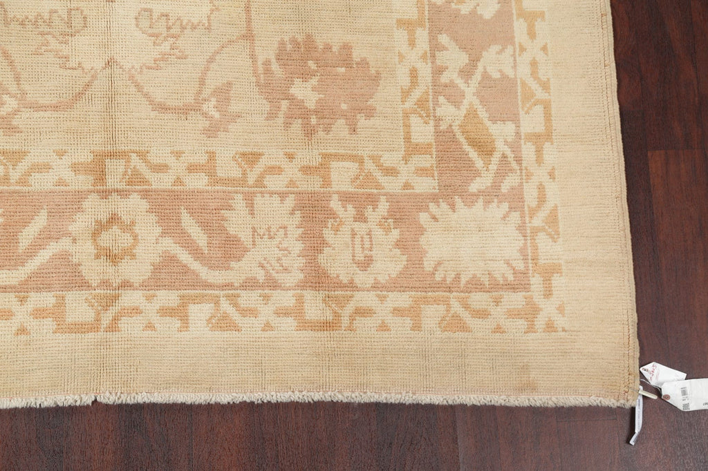 Vegetable Dye Muted Gold Oushak Turkish Hand-Knotted 7x11 Wool Area Rug