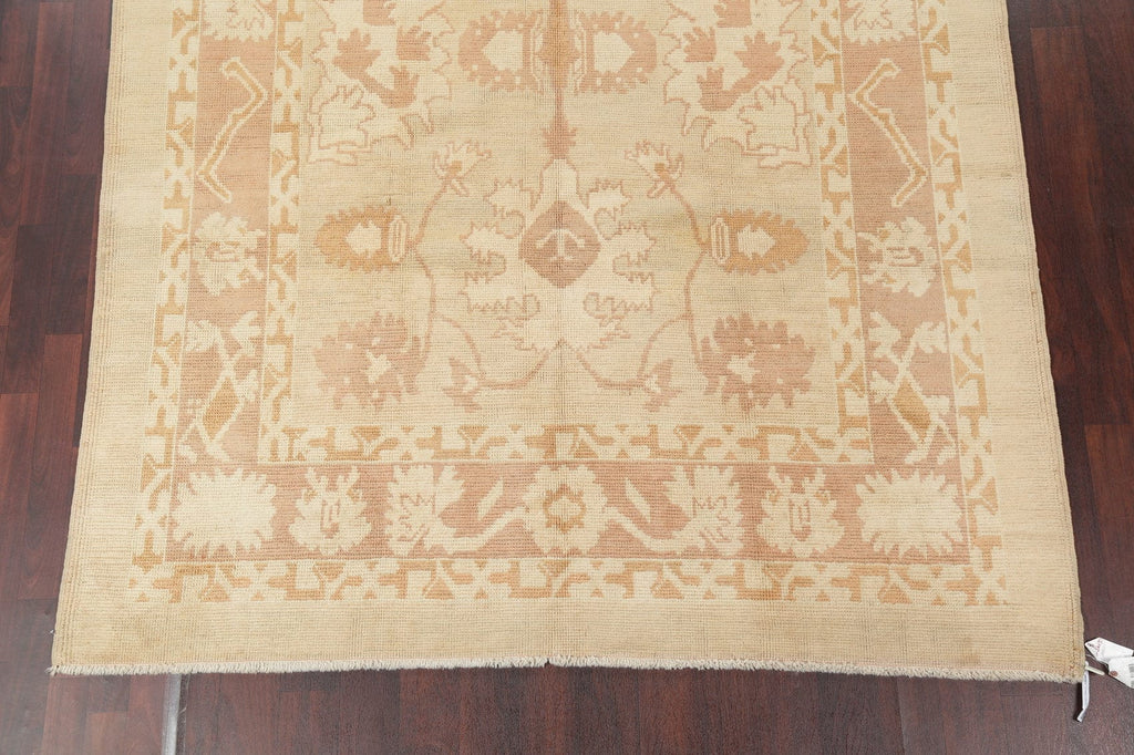 Vegetable Dye Muted Gold Oushak Turkish Hand-Knotted 7x11 Wool Area Rug