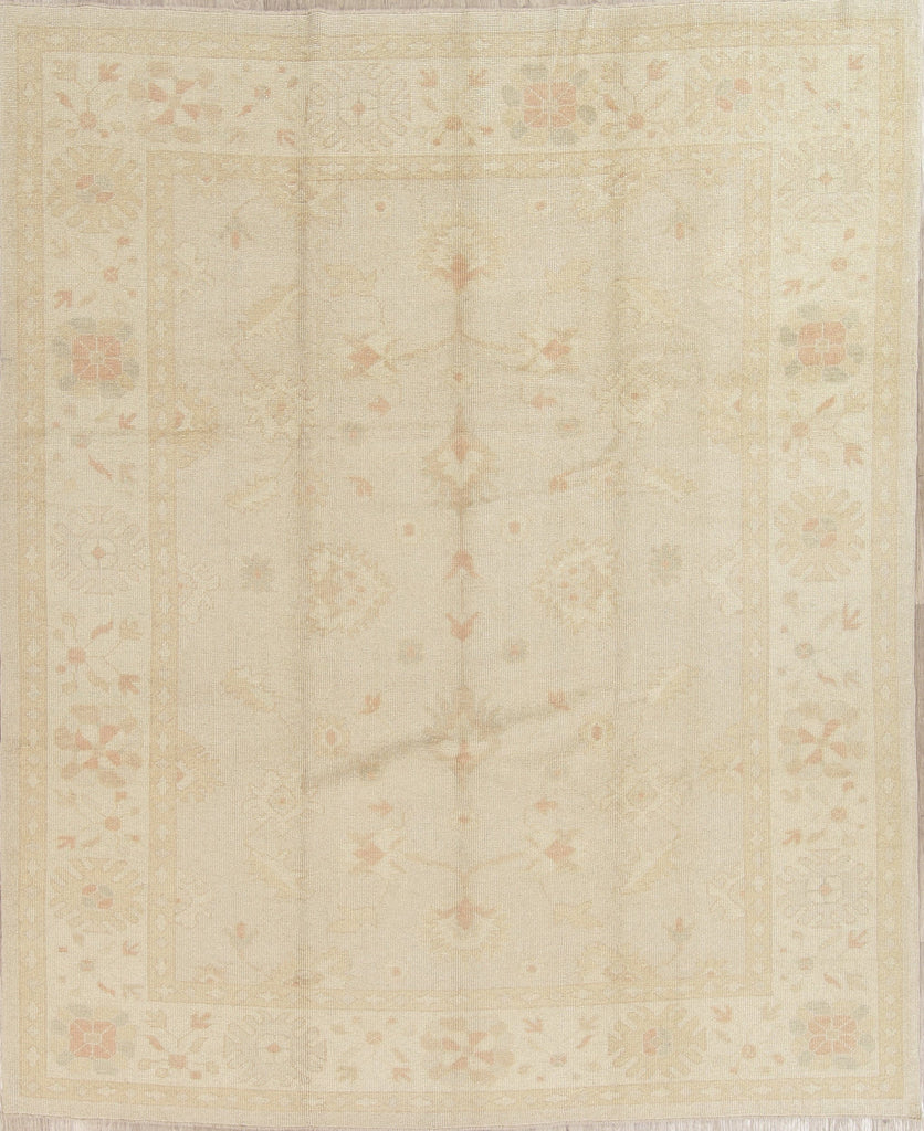 Vegetable Dye Muted Oushak Turkish Hand-Knotted 9x11 Area Rug