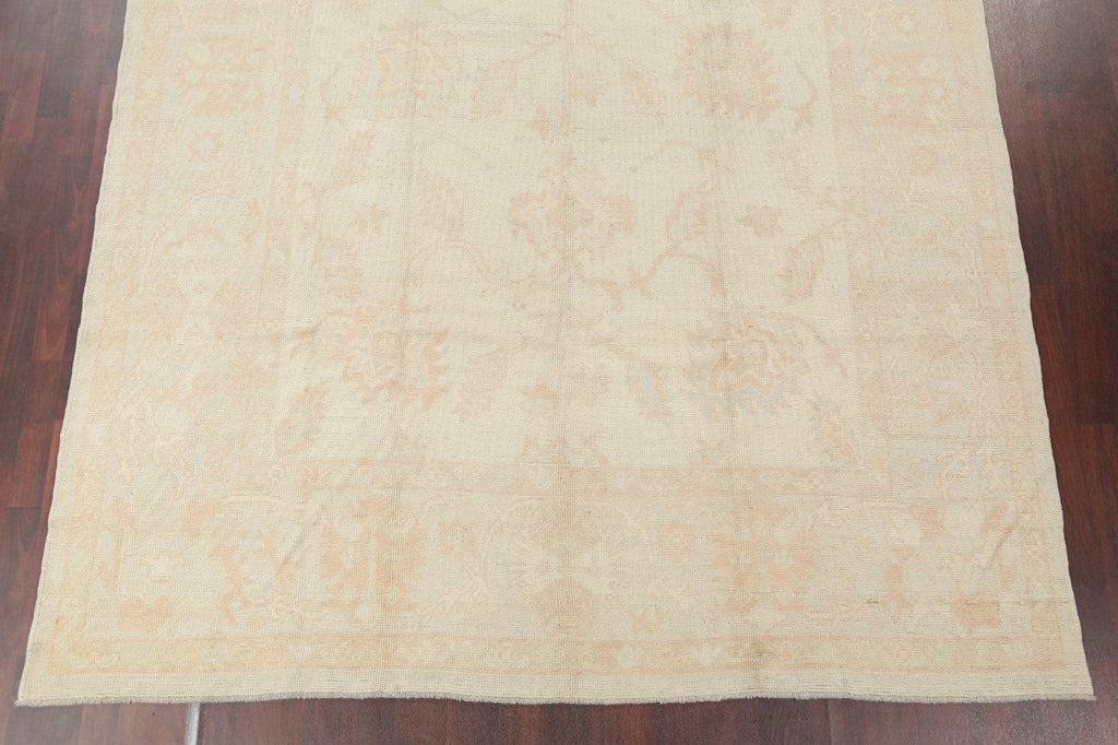 Vegetable Dye Muted Gold Oushak Turkish Area Rug Wool 8x11