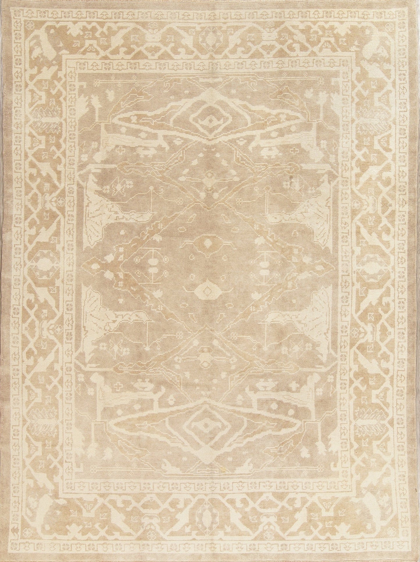 Vegetable Dye Muted Color  Oushak Turkish Hand-Knotted Area Rug Wool 8x11