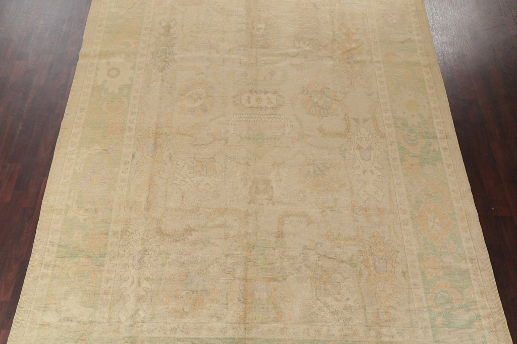 Vegetable Dye Oushak Turkish Hand-Knotted Area Rug Wool 9x13