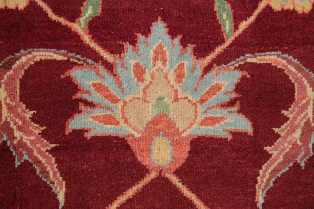 Floral Red Sultanabad Persian Hand-Knotted Runner Rug Wool 3x13