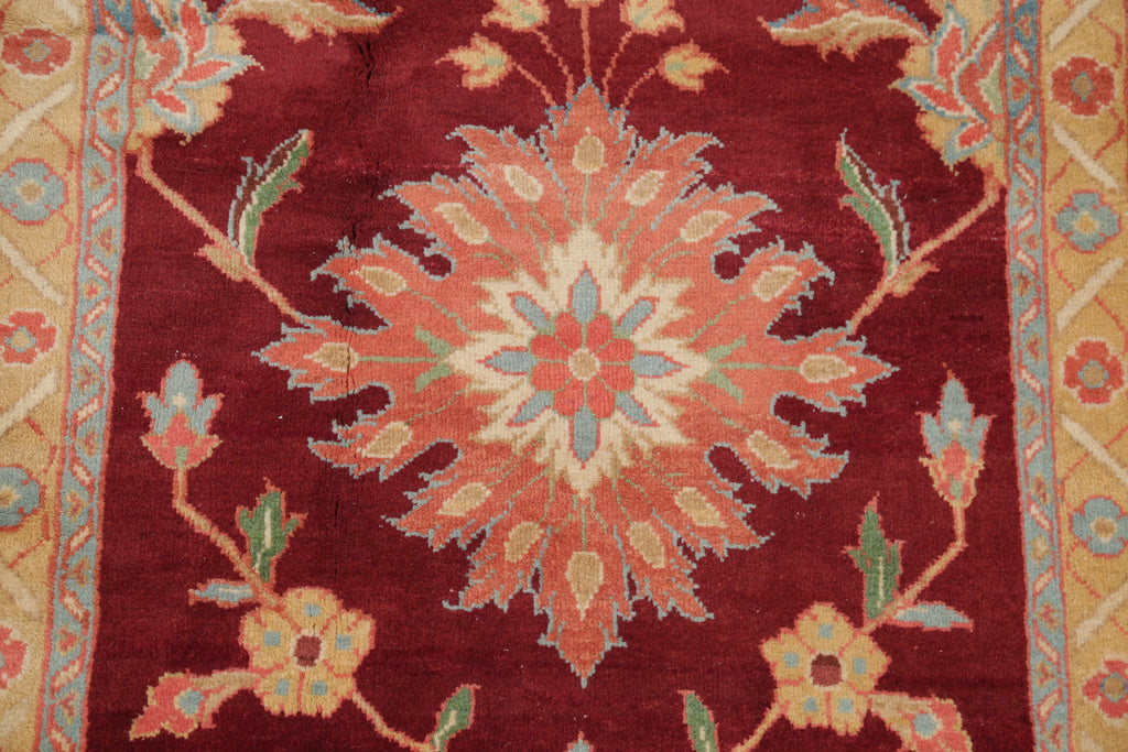 Floral Red Sultanabad Persian Hand-Knotted Runner Rug Wool 3x13