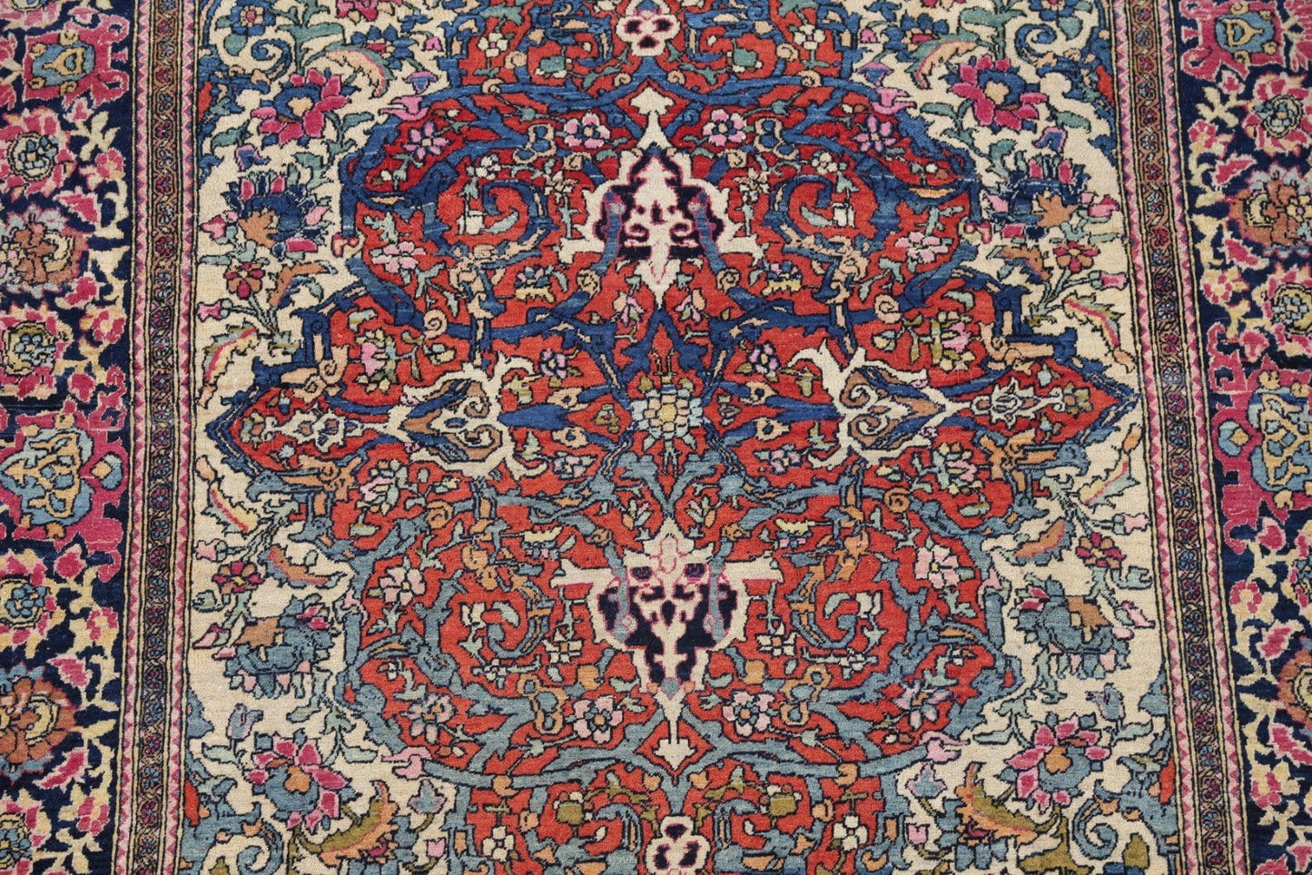 Pre-1900 Antique Vegetable Dye Sarouk Farahan Persian Area Rug 4x7