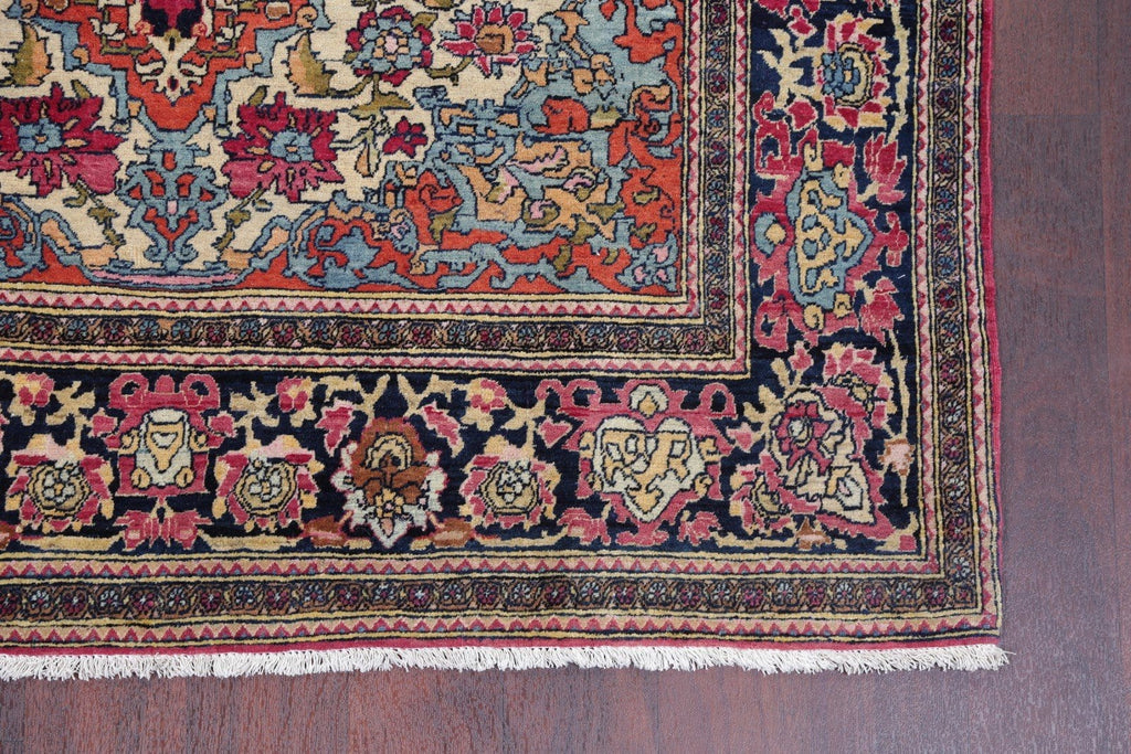 Pre-1900 Antique Vegetable Dye Sarouk Farahan Persian Area Rug 4x7