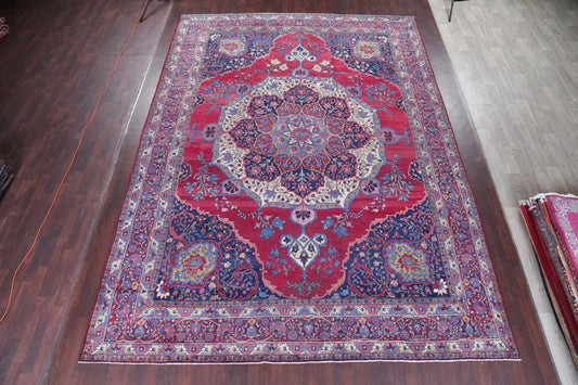 Pre-1900 Vegetable Dye Yazd Antique Persian Hand-Knotted  11x15 Wool Area Rug