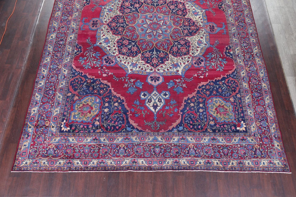 Pre-1900 Vegetable Dye Yazd Antique Persian Hand-Knotted  11x15 Wool Area Rug