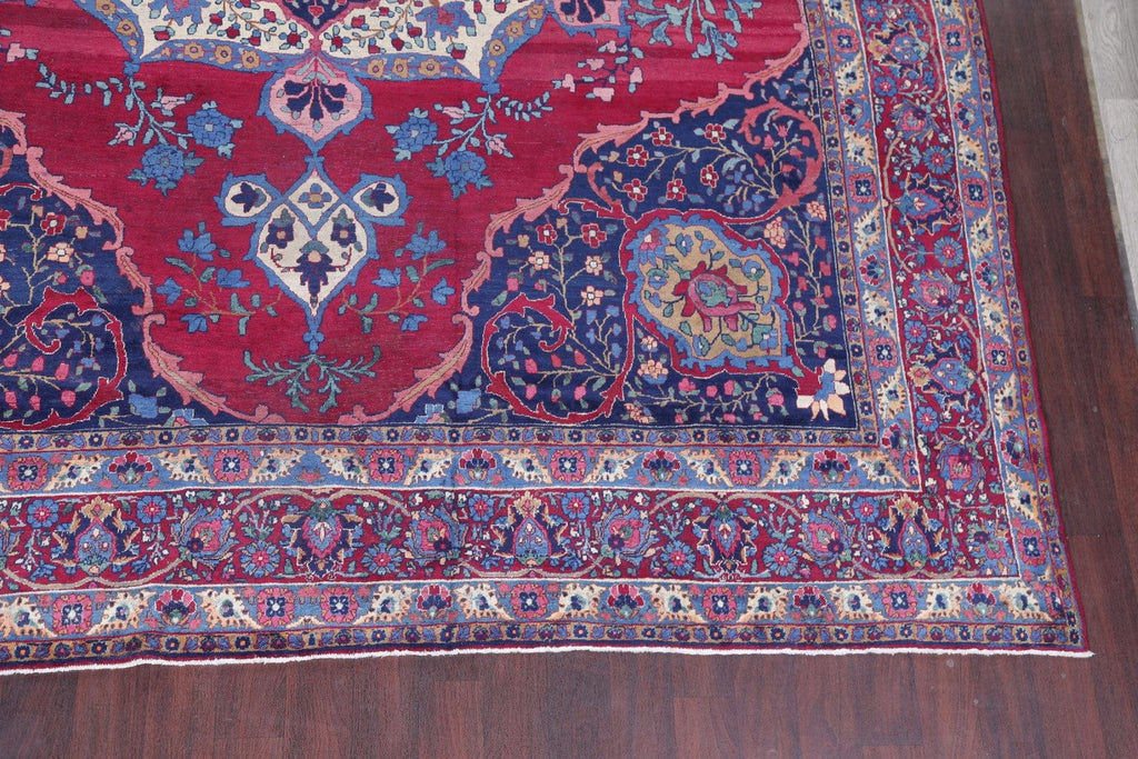 Pre-1900 Vegetable Dye Yazd Antique Persian Hand-Knotted  11x15 Wool Area Rug