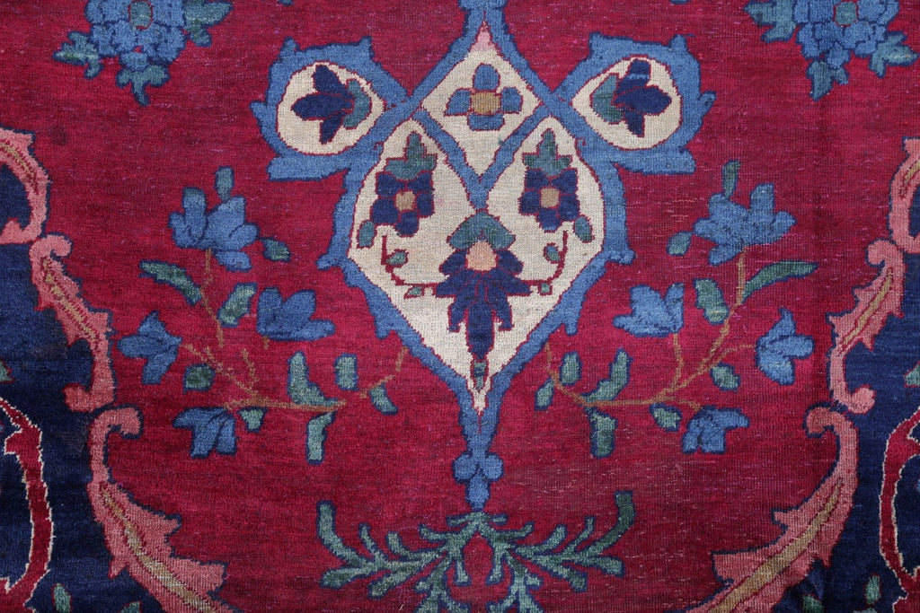 Pre-1900 Vegetable Dye Yazd Antique Persian Hand-Knotted  11x15 Wool Area Rug