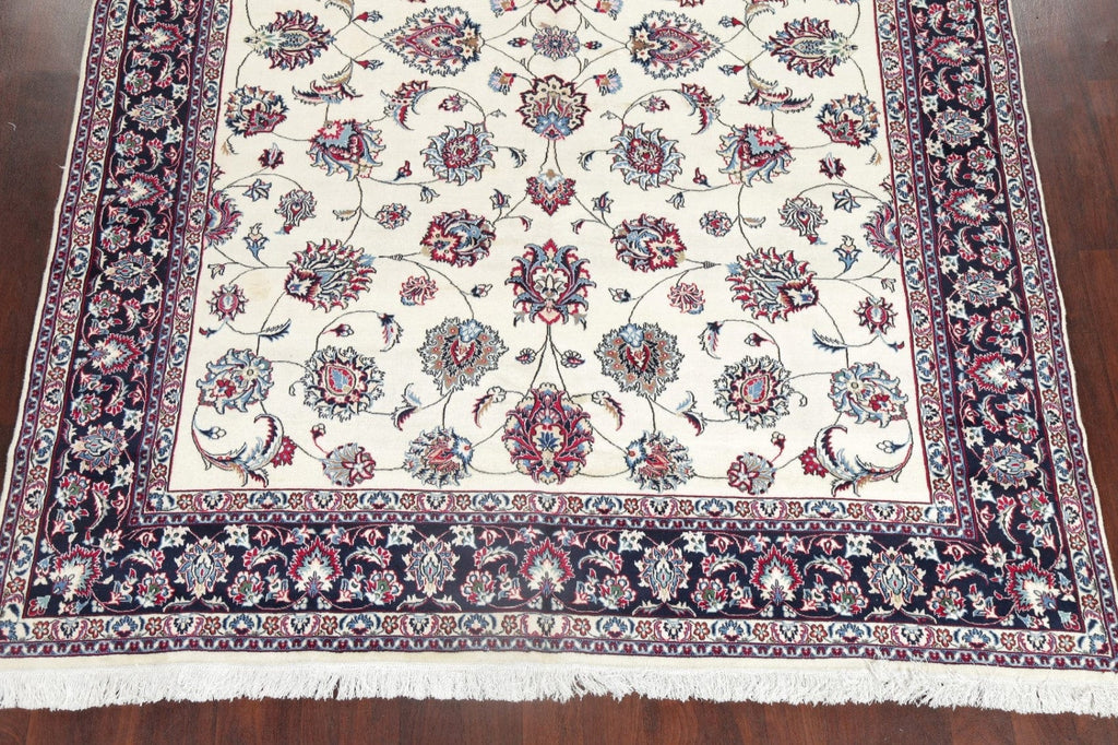 Floral Ivory Kashmar Persian Hand-Knotted Area Rug 8x11