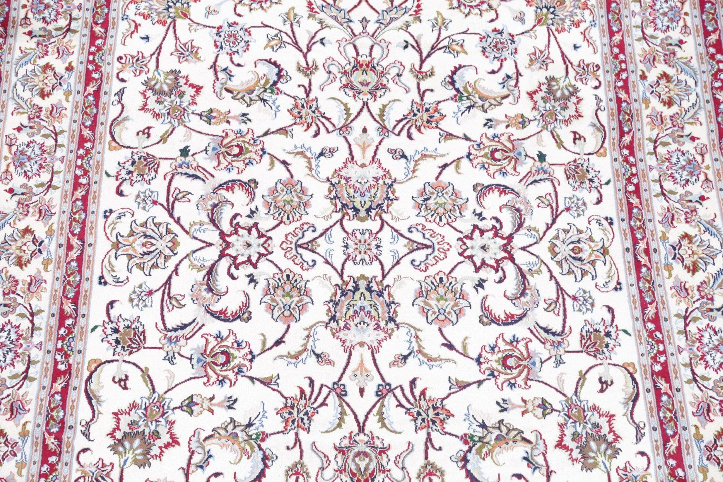All-Over Floral Kashmar Persian Hand-Knotted Ivory 6x8 Area Rug