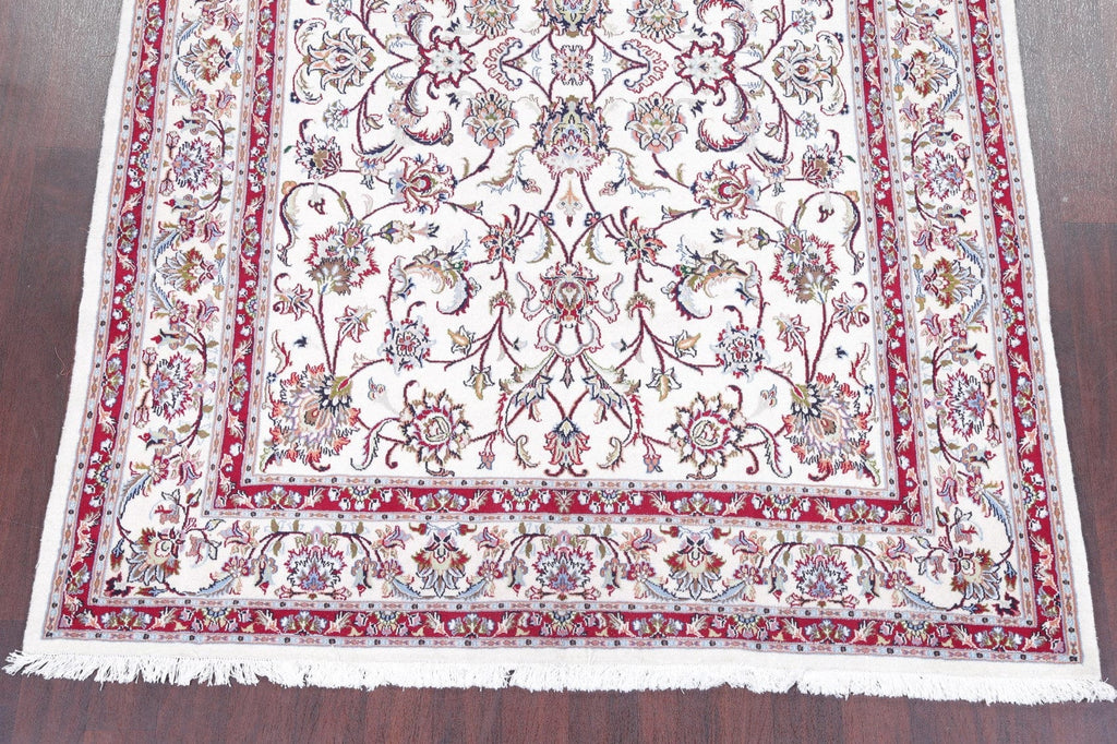 All-Over Floral Kashmar Persian Hand-Knotted Ivory 6x8 Area Rug