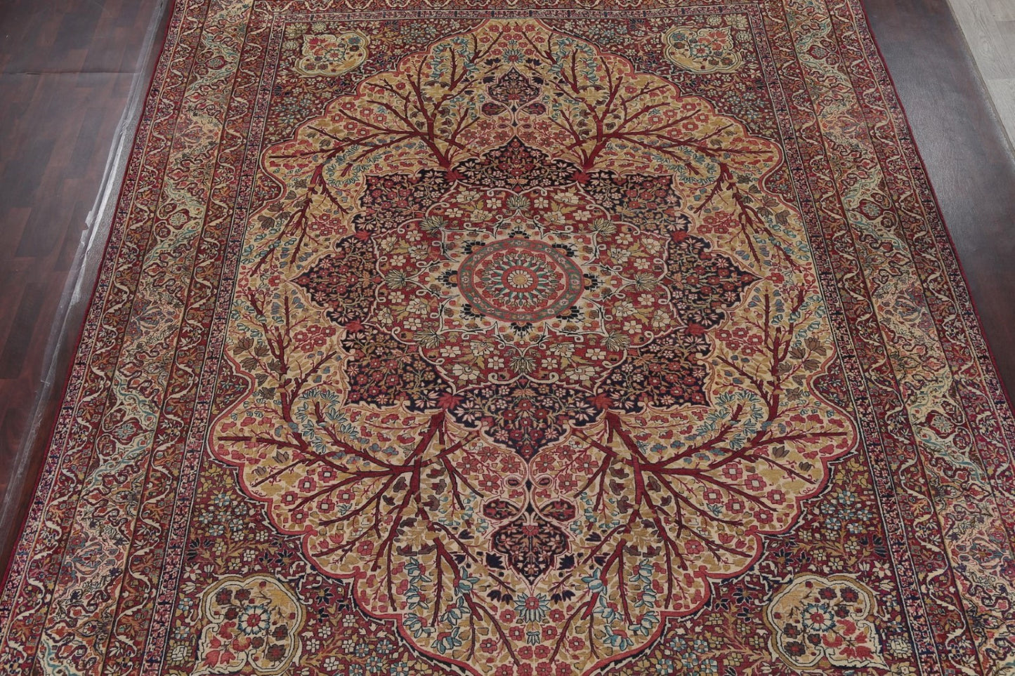 Pre-1900 Antique Kerman Ravar Persian Area Rug 11x14